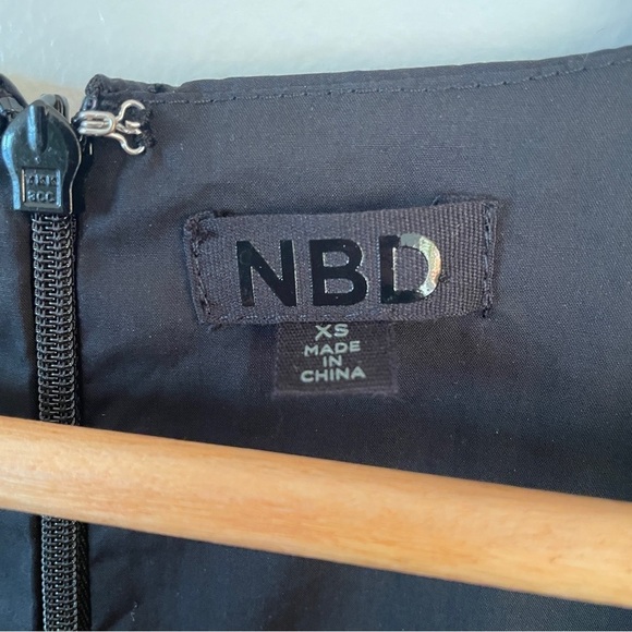 NBD REVOLVE Malone Black Cotton Mini-dress long sleeves puff shoulders XS - Picture 6 of 7